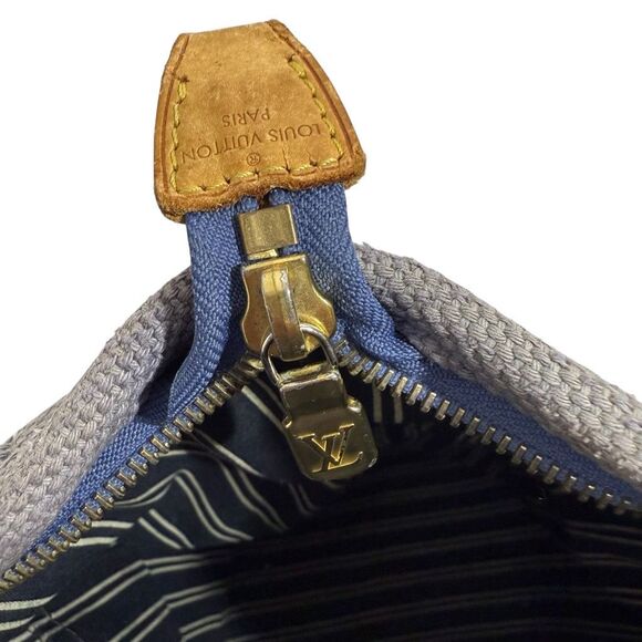 Louis Vuitton Studded Tote Large Blue Canvas w Leather detail Authentic !! W Ser - Picture 5 of 15